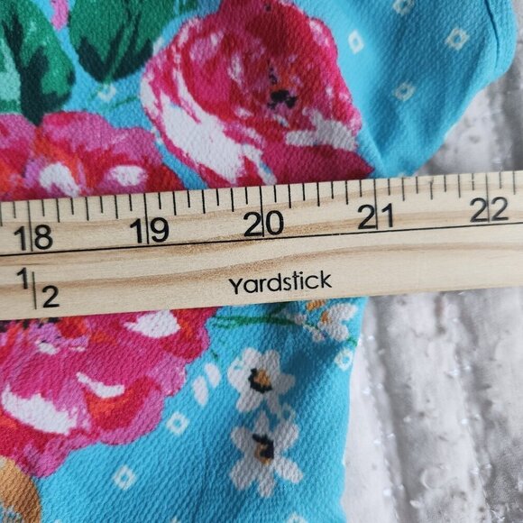 Umgee Short Sleeve Blue Floral Print Blouse Sz Small - Picture 9 of 9